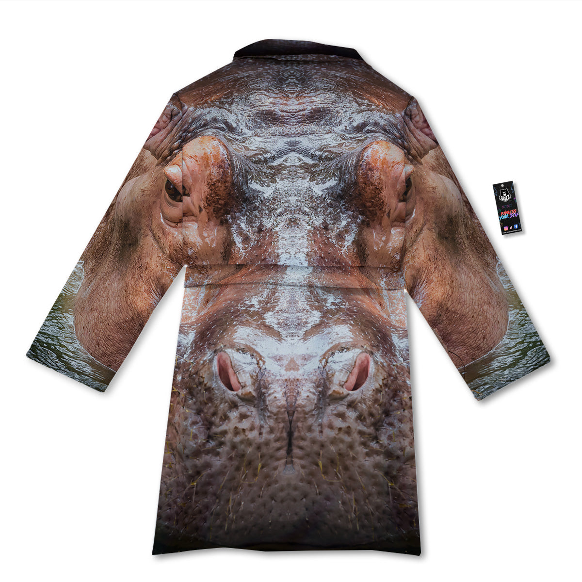 Portrait Hippo Print Bathrobe-grizzshop