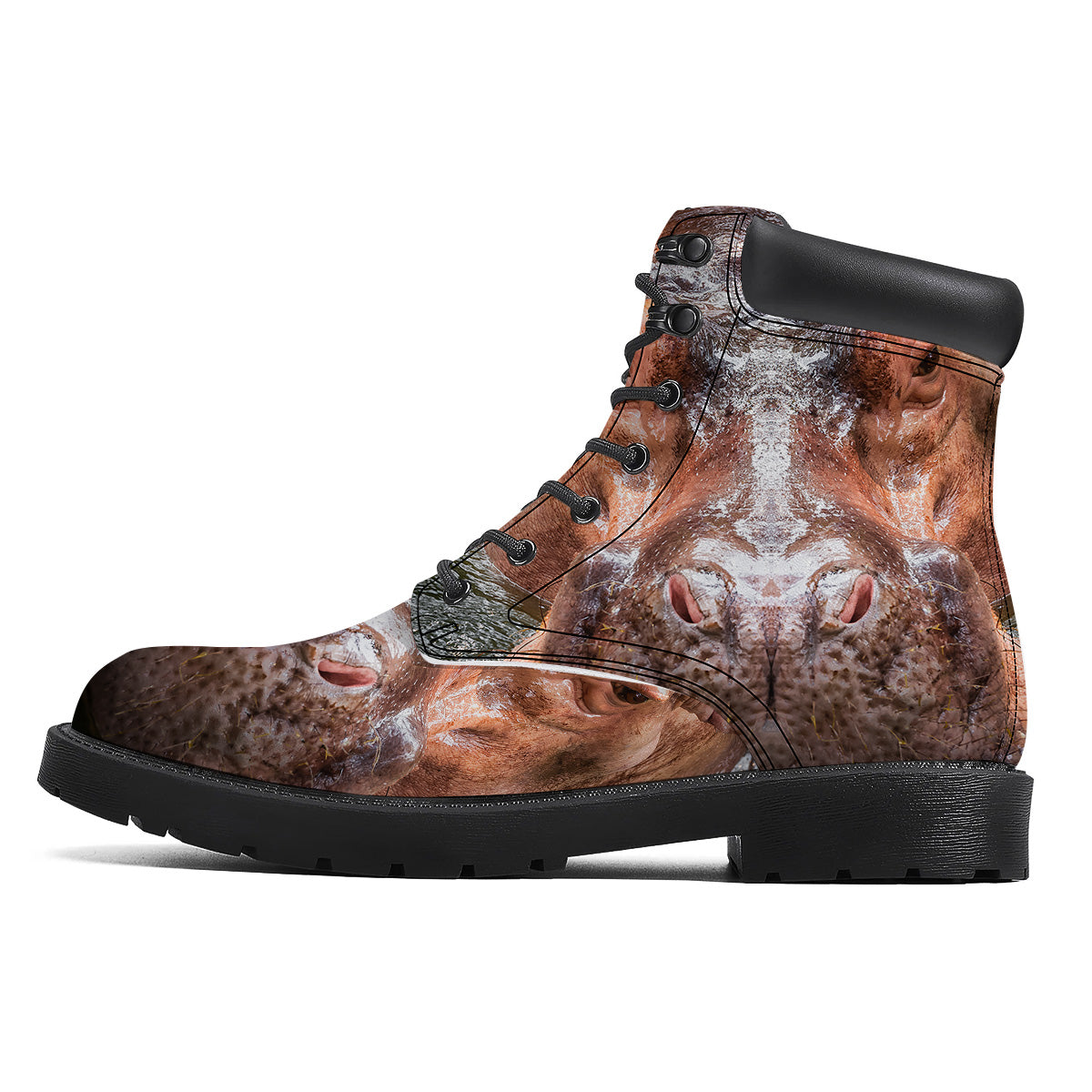 Portrait Hippo Print Boots-grizzshop