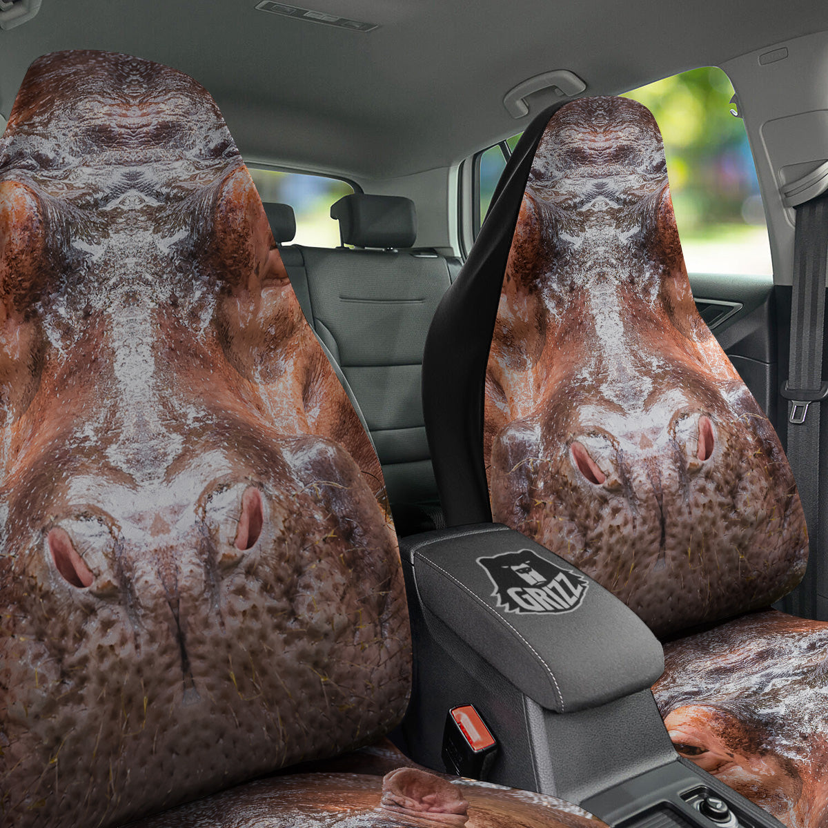 Portrait Hippo Print Car Seat Covers-grizzshop