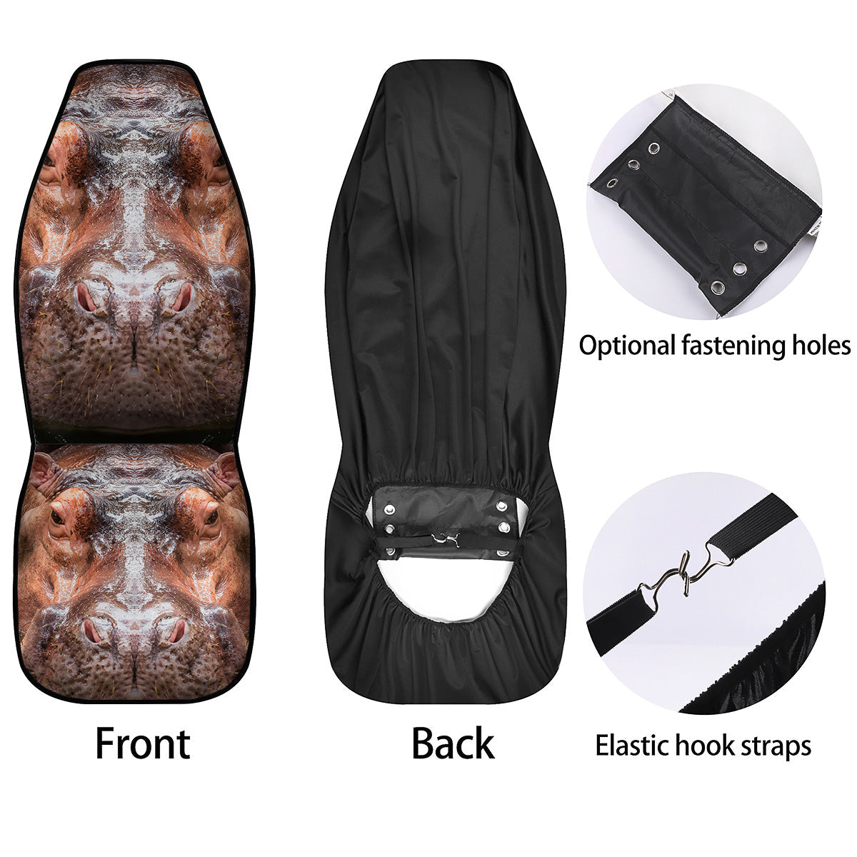 Portrait Hippo Print Car Seat Covers-grizzshop