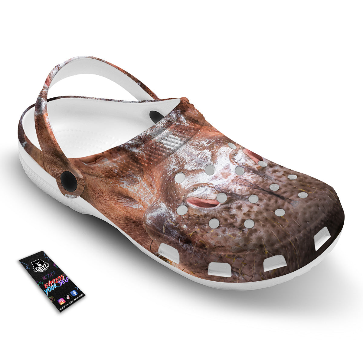 Portrait Hippo Print Clog-grizzshop