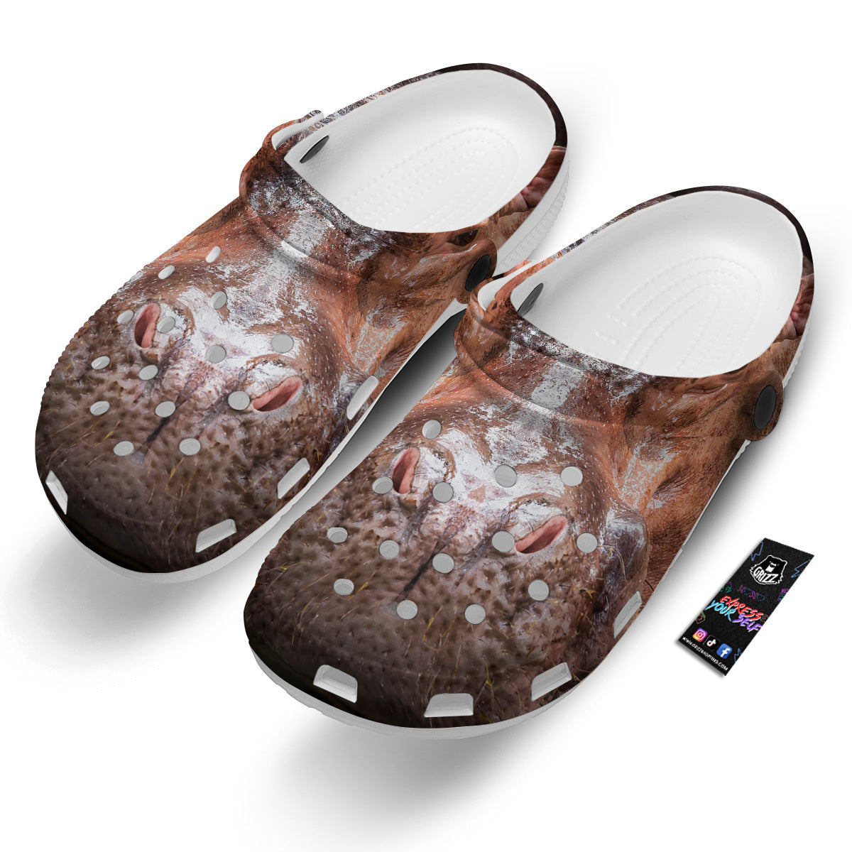 Portrait Hippo Print Clog-grizzshop