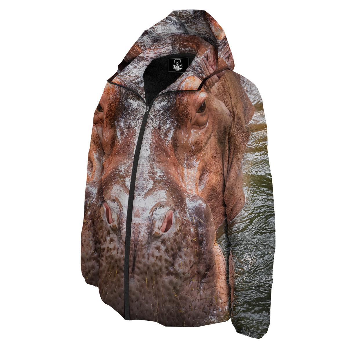 Portrait Hippo Print Down Jacket-grizzshop