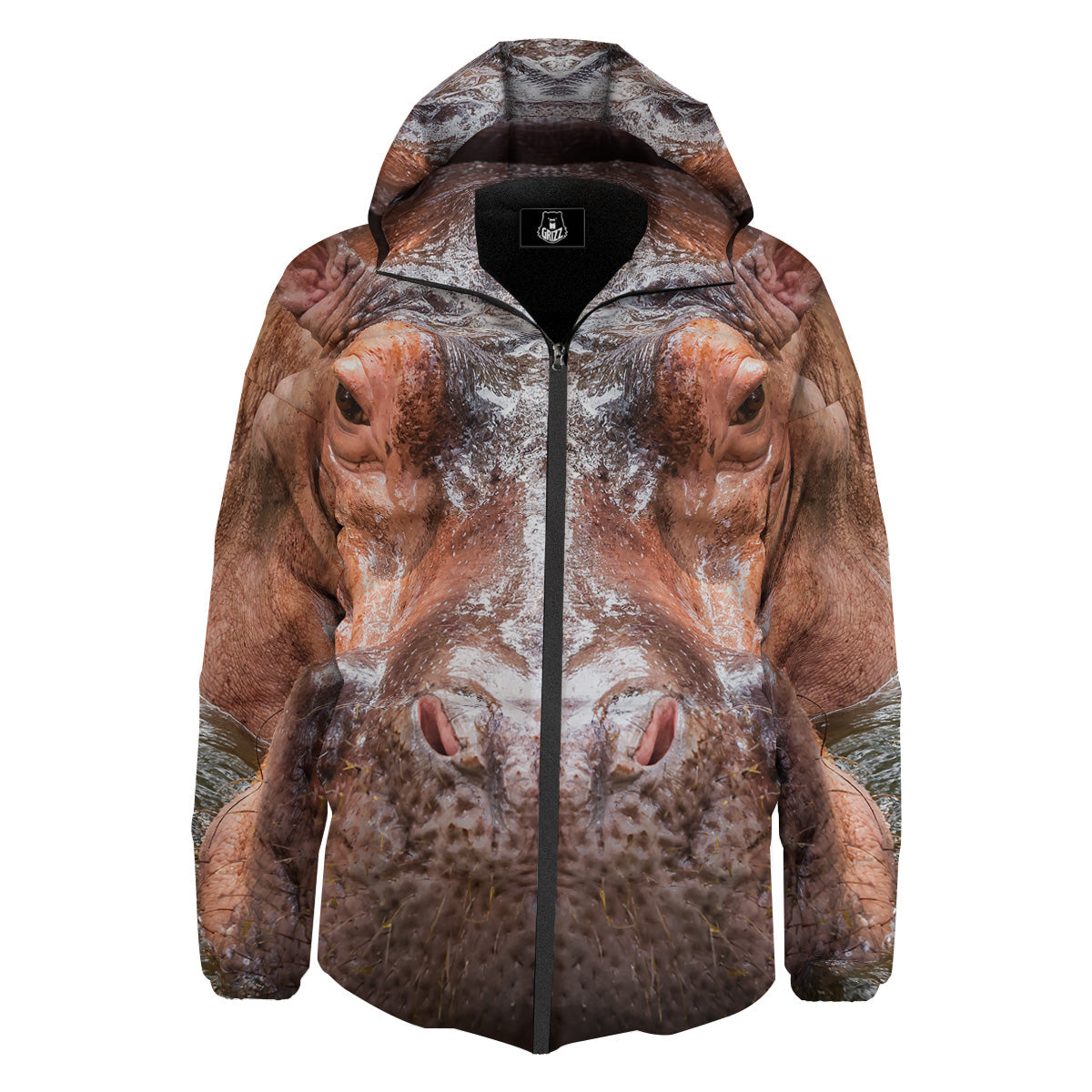 Portrait Hippo Print Down Jacket-grizzshop