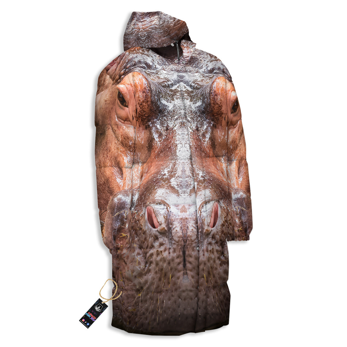 Portrait Hippo Print Long Down Jacket-grizzshop