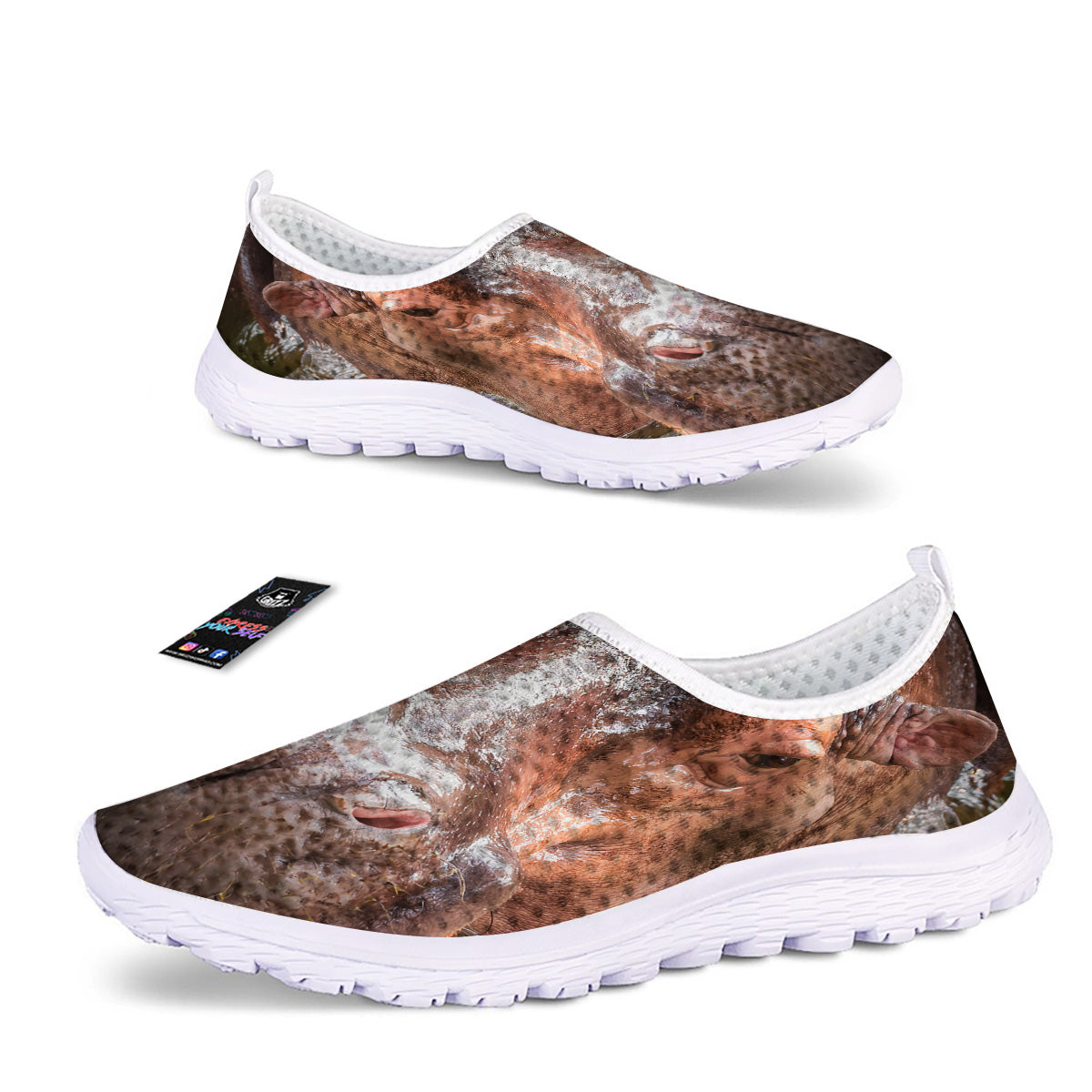 Portrait Hippo Print Nurse Shoes-grizzshop