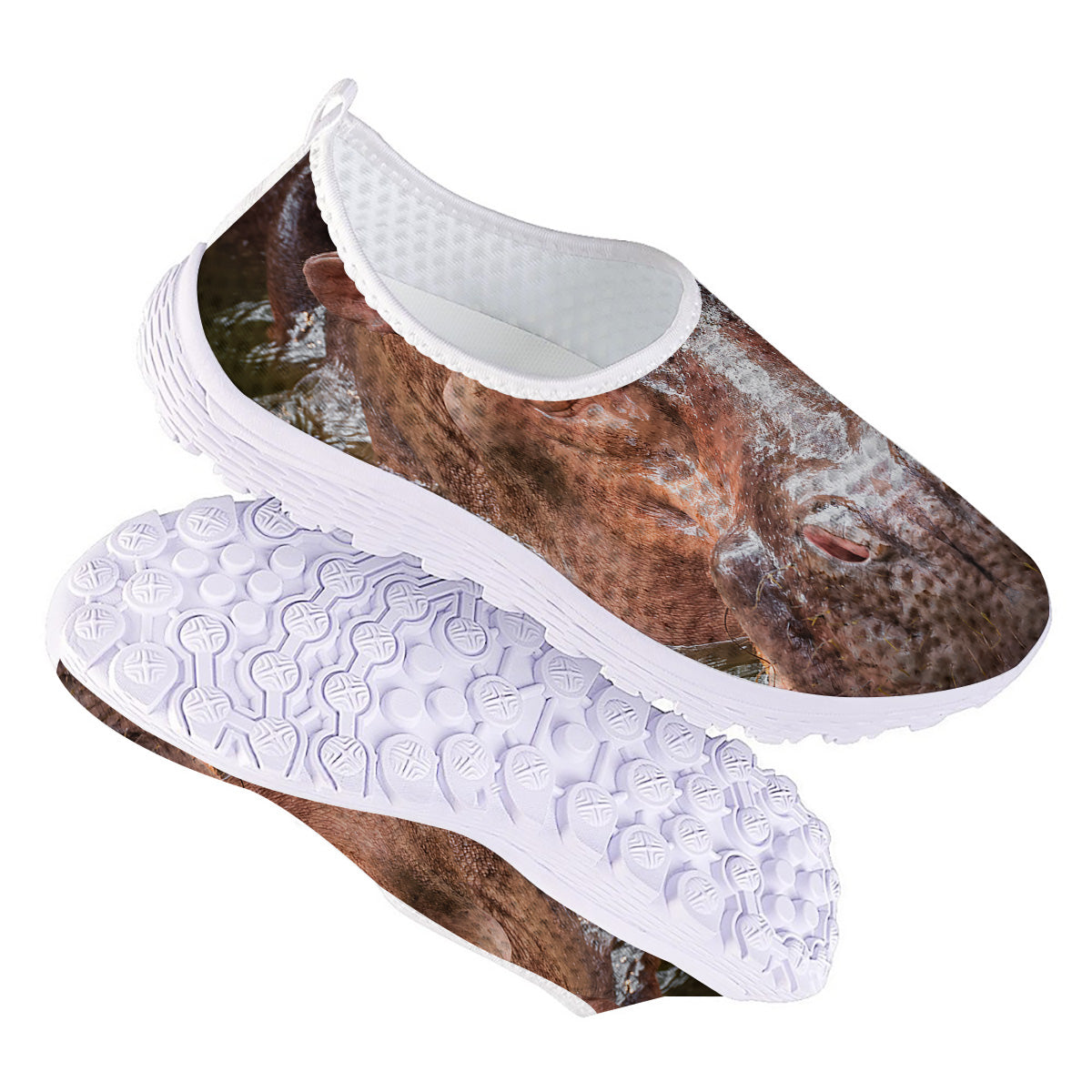 Portrait Hippo Print Nurse Shoes-grizzshop