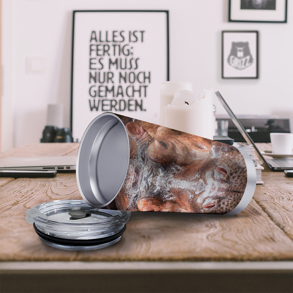 Portrait Hippo Print Tumbler-grizzshop