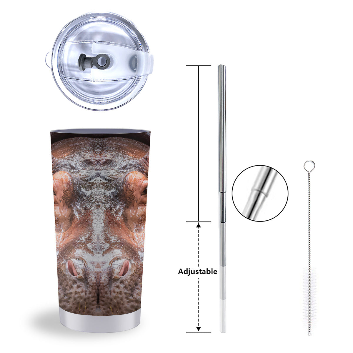 Portrait Hippo Print Tumbler-grizzshop