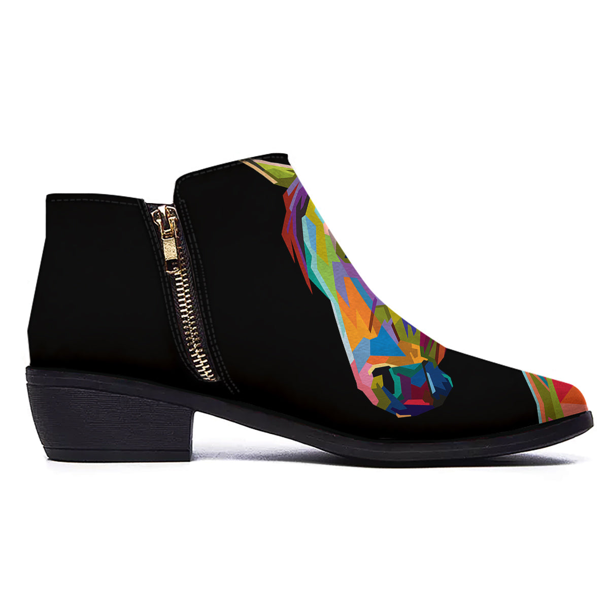 Portrait Horse Colorful Print Ankle Boots-grizzshop