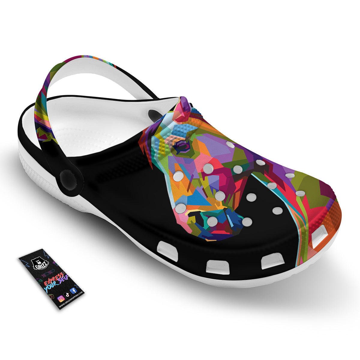 Portrait Horse Colorful Print Clog-grizzshop