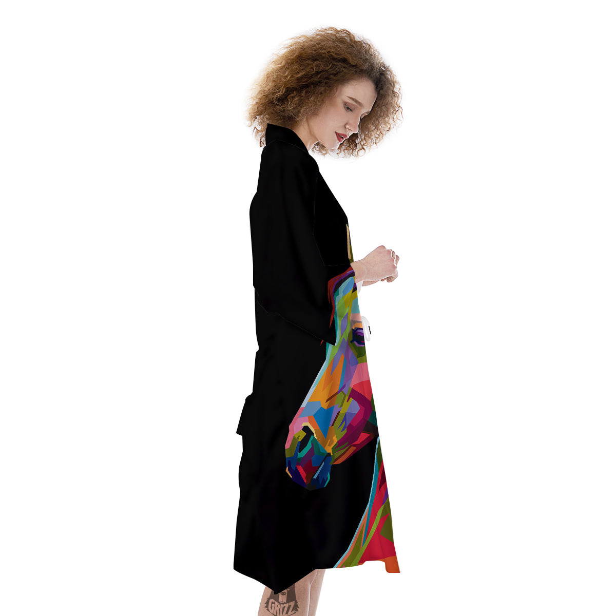 Portrait Horse Colorful Print Kimono-grizzshop