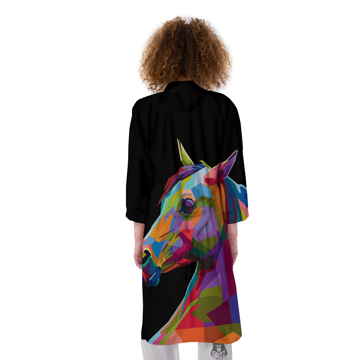 Portrait Horse Colorful Print Kimono-grizzshop