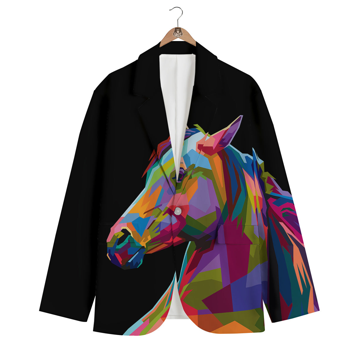 Portrait Horse Colorful Print Men's Blazer-grizzshop