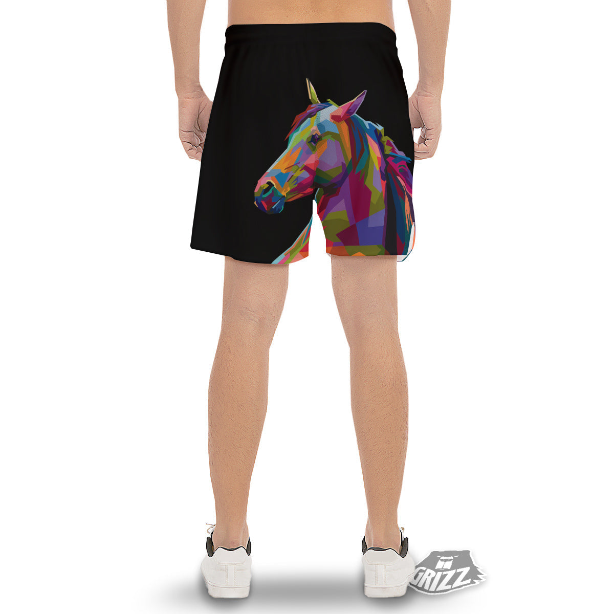 Portrait Horse Colorful Print Men's Gym Shorts-grizzshop