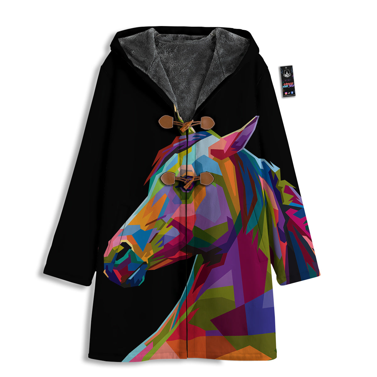 Portrait Horse Colorful Print Men's Windbreaker Jacket-grizzshop