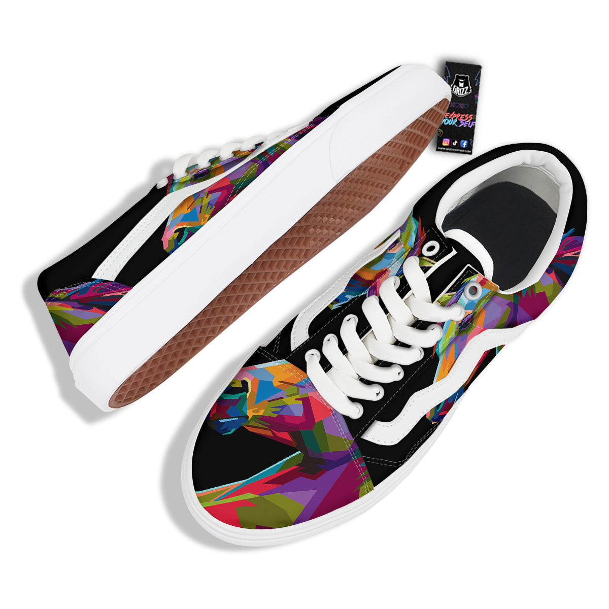 Portrait Horse Colorful Print Skate Shoes-grizzshop