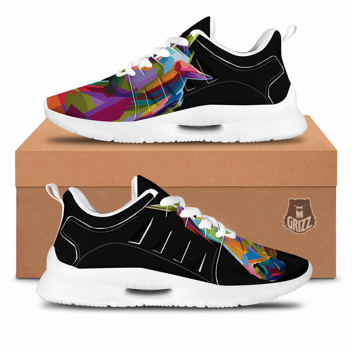 Portrait Horse Colorful Print Tennis Shoes-grizzshop