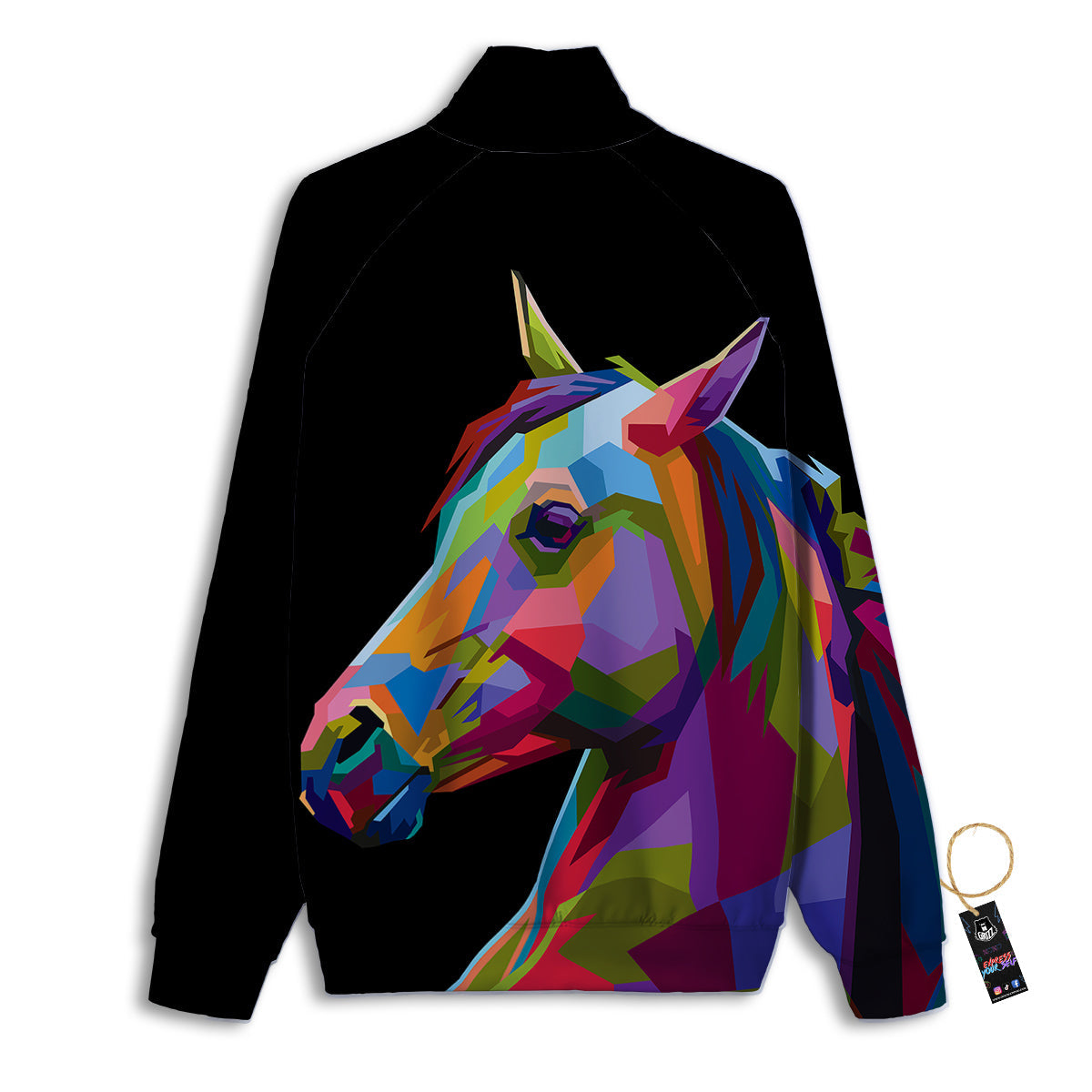 Portrait Horse Colorful Print Track Jacket-grizzshop