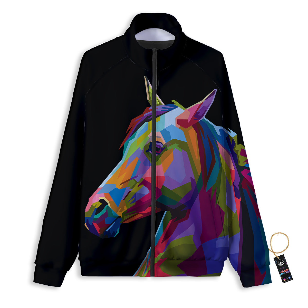 Portrait Horse Colorful Print Track Jacket-grizzshop