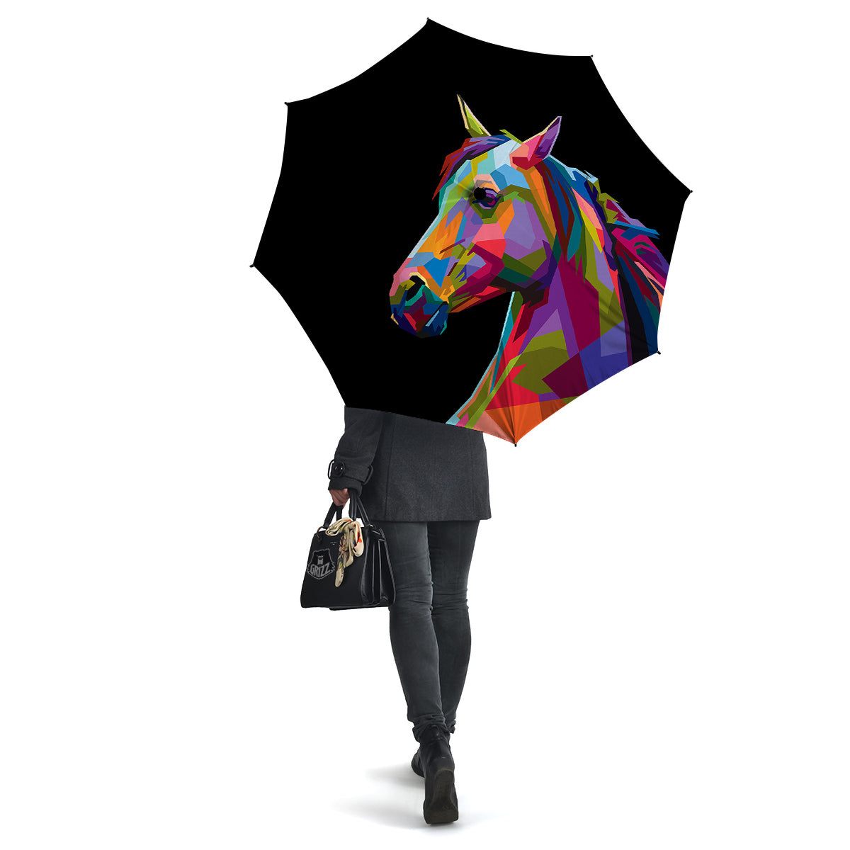 Portrait Horse Colorful Print Umbrella-grizzshop