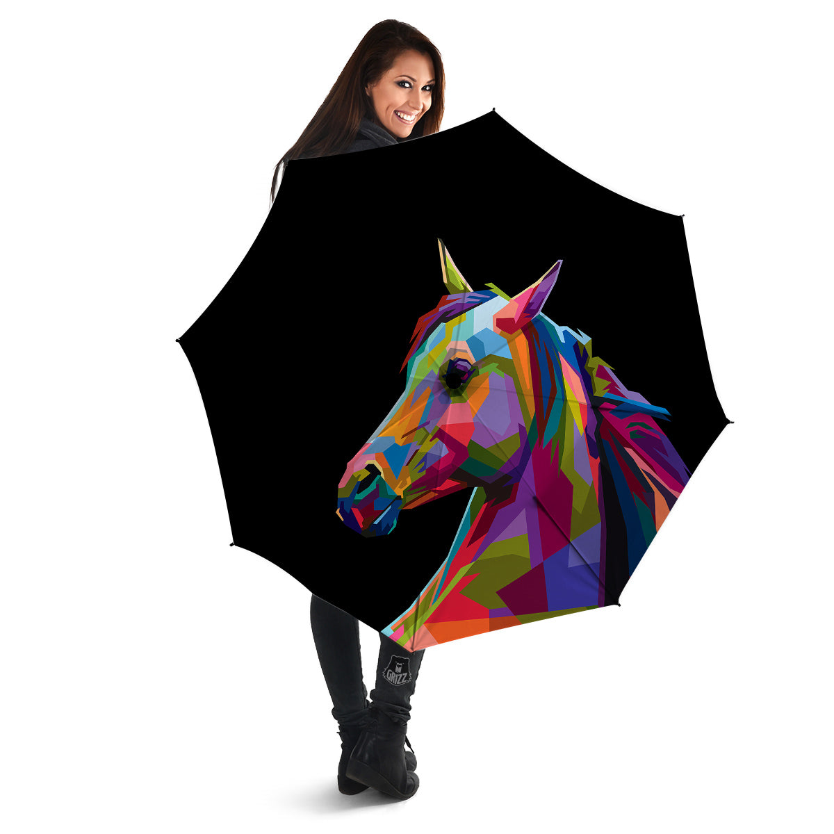 Portrait Horse Colorful Print Umbrella-grizzshop