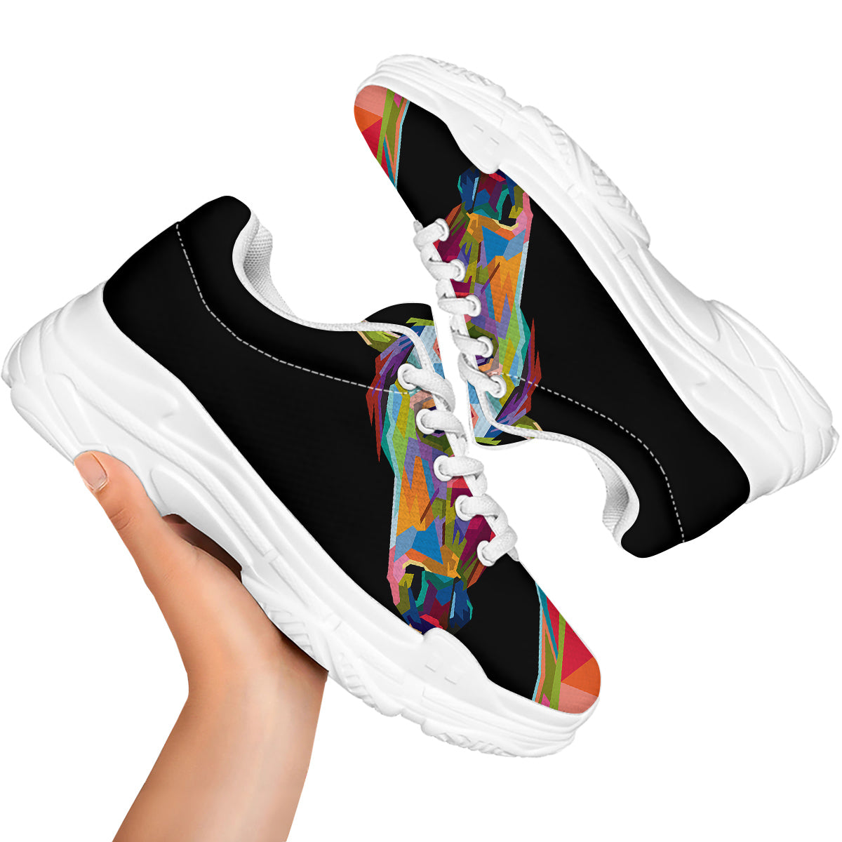 Portrait Horse Colorful Print White Chunky Shoes-grizzshop