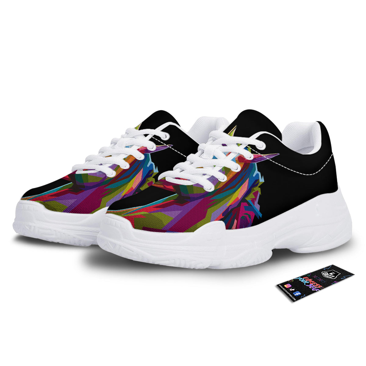 Portrait Horse Colorful Print White Chunky Shoes-grizzshop