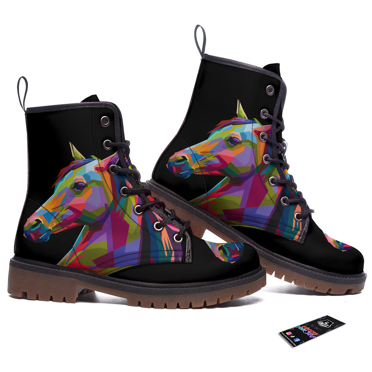 Portrait Horse Colorful Print Work Boots-grizzshop