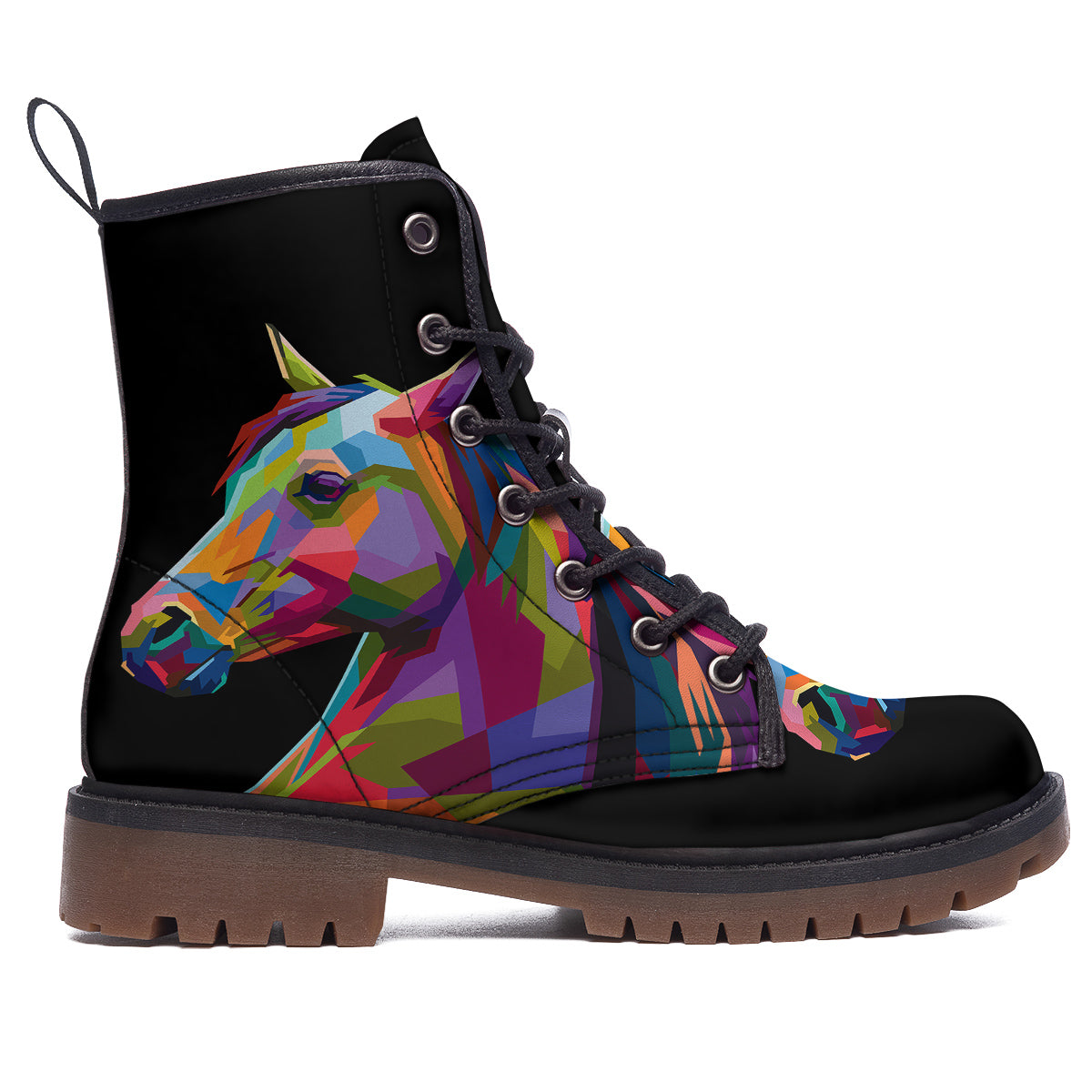 Portrait Horse Colorful Print Work Boots-grizzshop