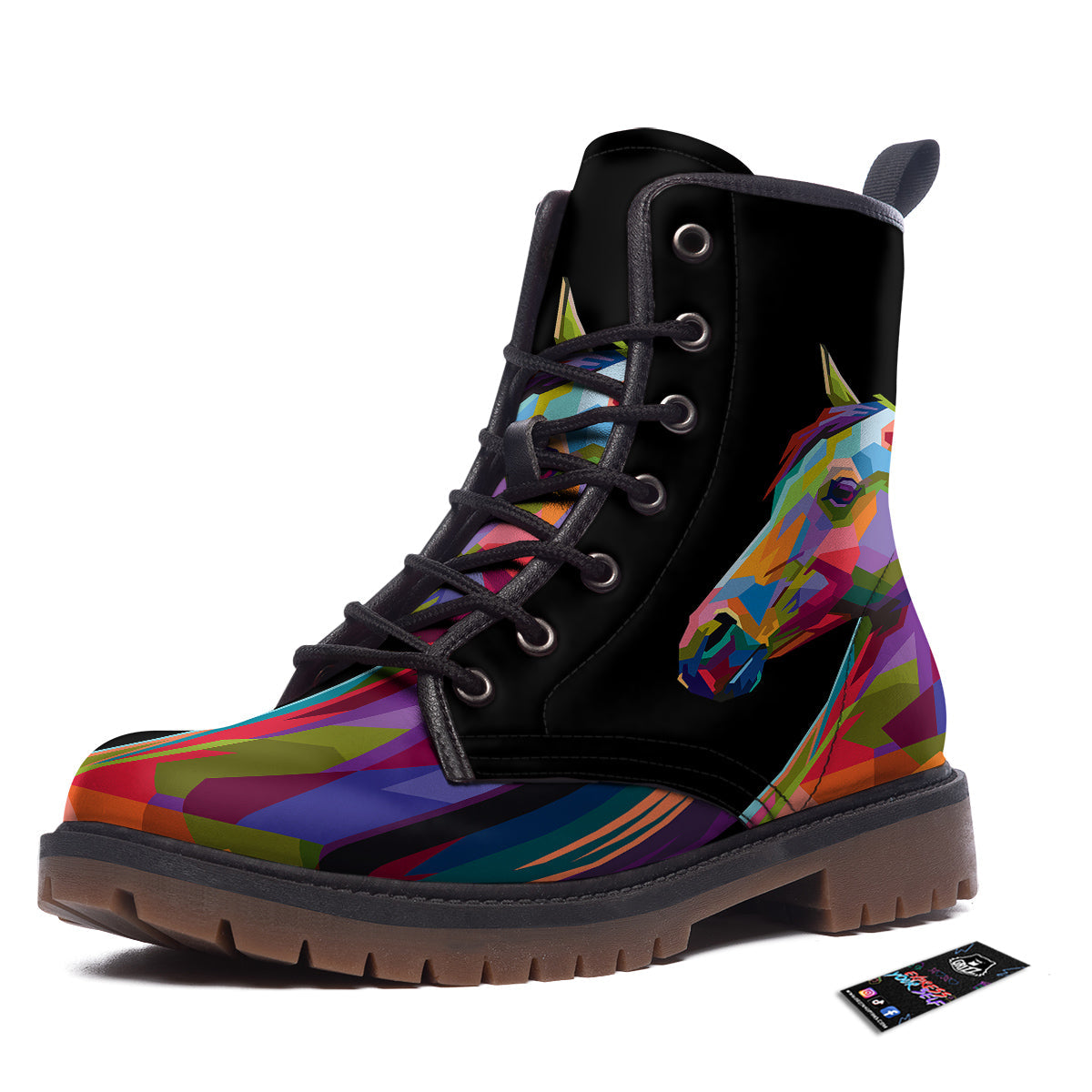 Portrait Horse Colorful Print Work Boots-grizzshop