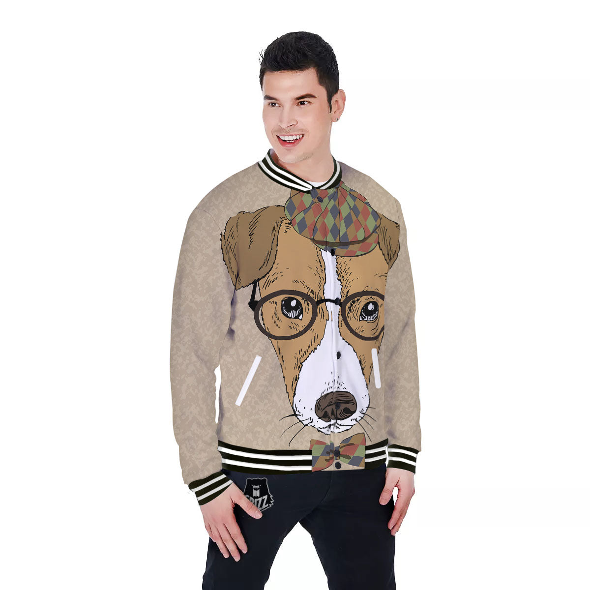 Portrait Jack Russell Terrier Print Baseball Jacket-grizzshop