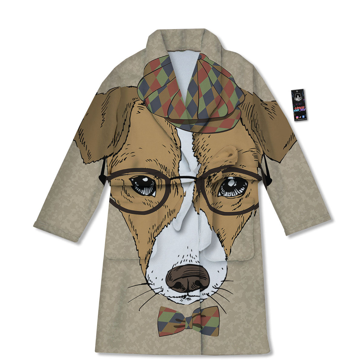 Portrait Jack Russell Terrier Print Bathrobe-grizzshop