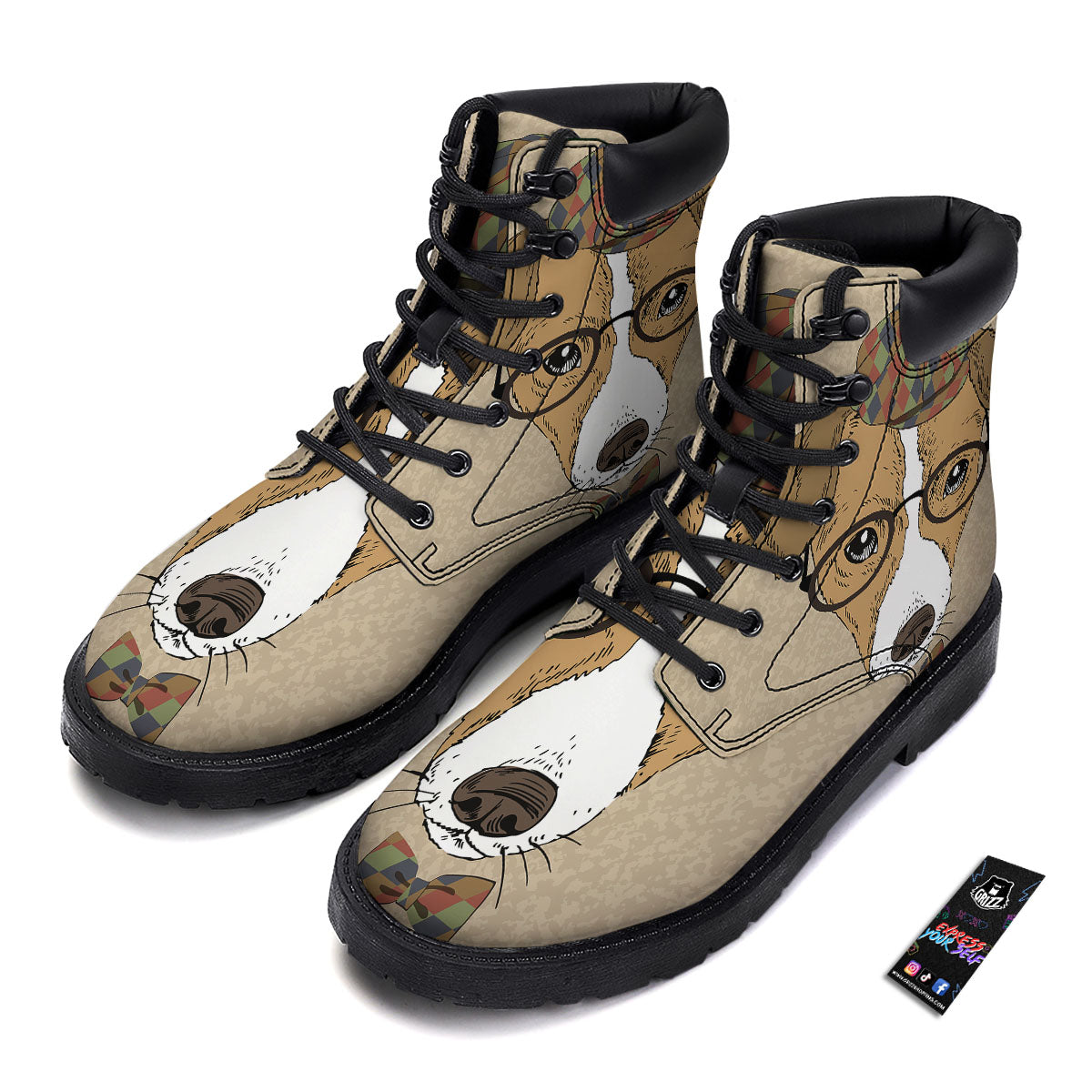 Portrait Jack Russell Terrier Print Boots-grizzshop