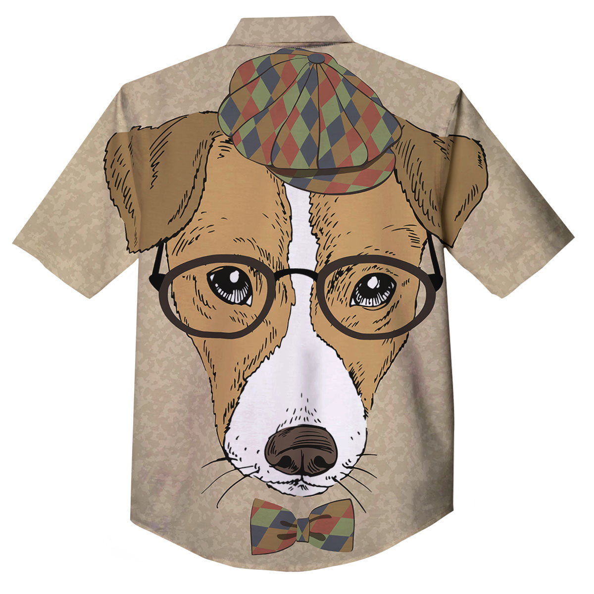 Portrait Jack Russell Terrier Print Button Up Shirt-grizzshop