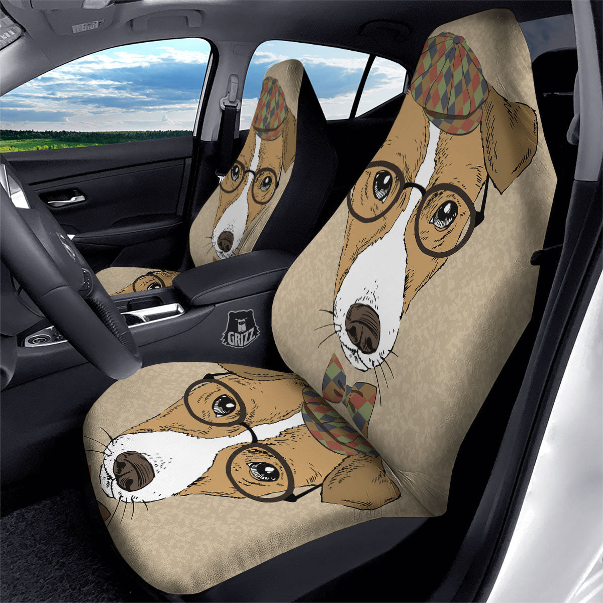 Portrait Jack Russell Terrier Print Car Seat Covers-grizzshop