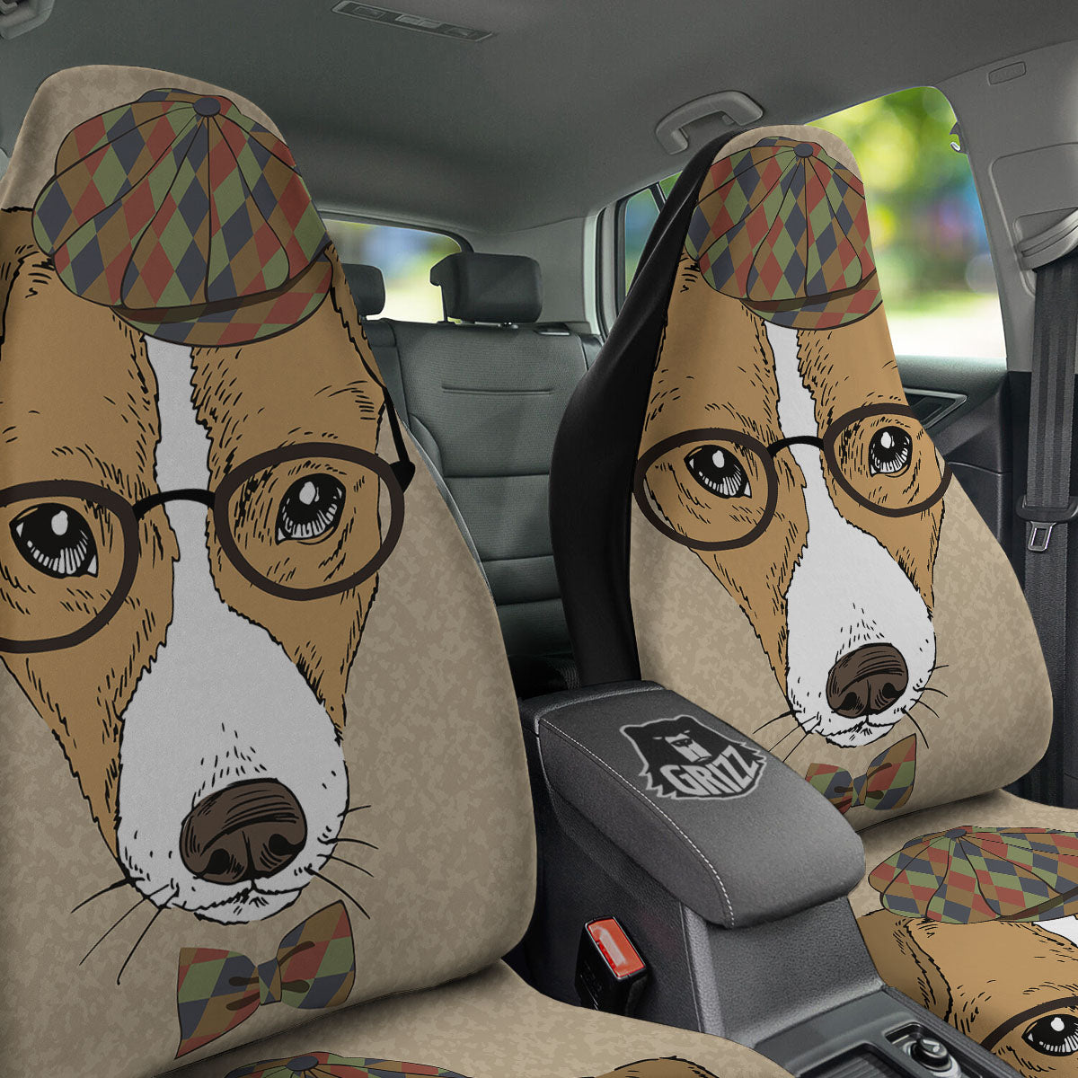 Portrait Jack Russell Terrier Print Car Seat Covers-grizzshop