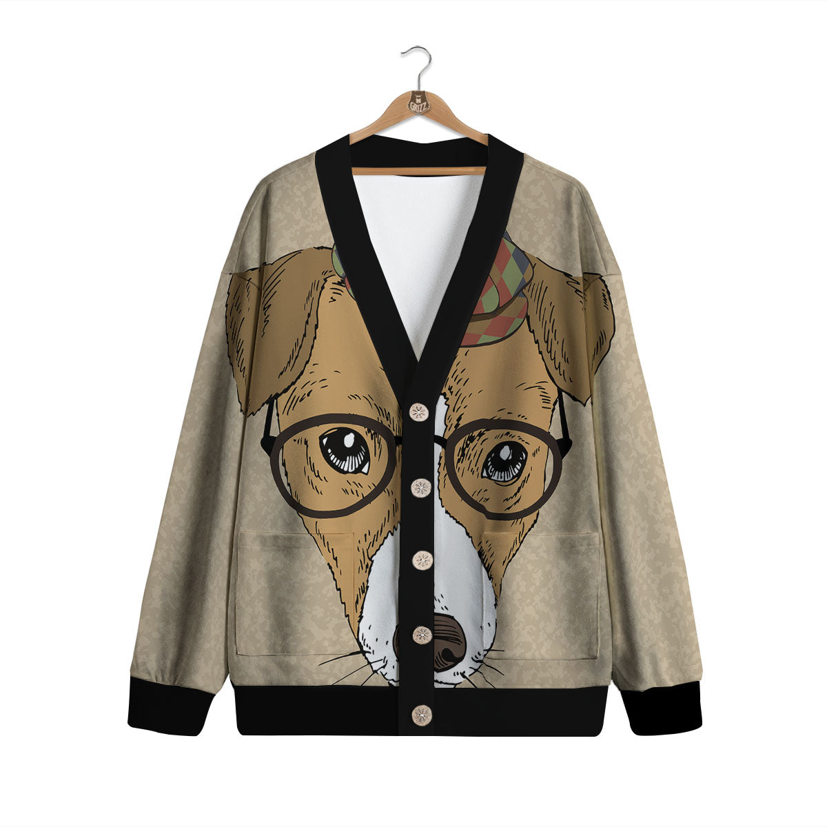 Portrait Jack Russell Terrier Print Cardigan-grizzshop