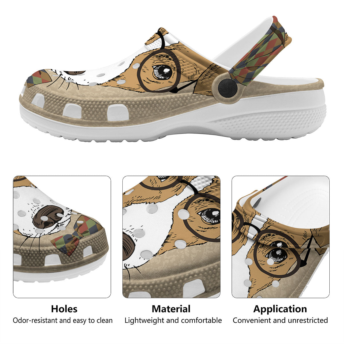 Portrait Jack Russell Terrier Print Clog-grizzshop