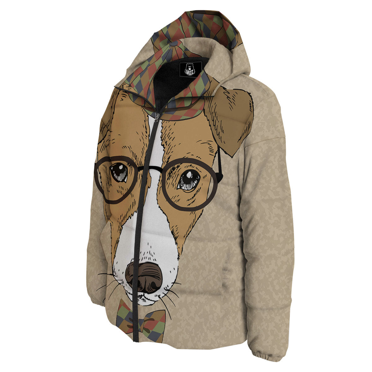 Portrait Jack Russell Terrier Print Down Jacket-grizzshop