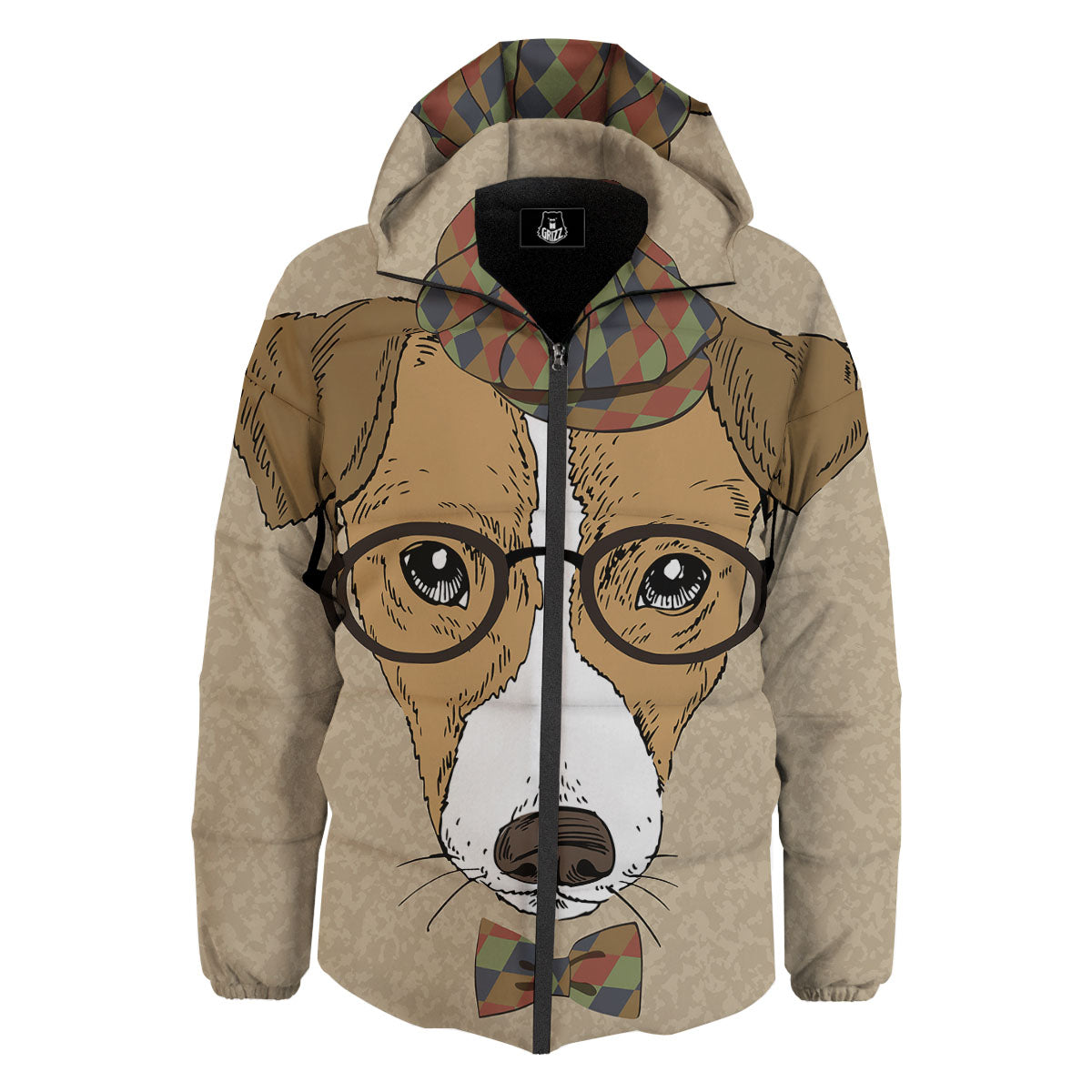 Portrait Jack Russell Terrier Print Down Jacket-grizzshop