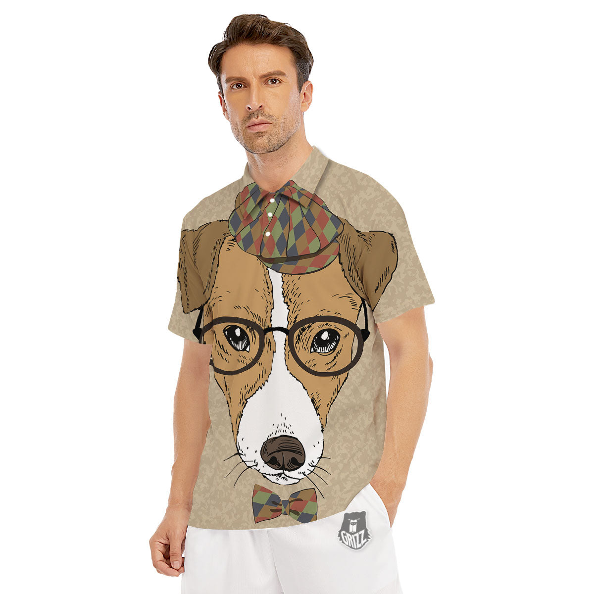 Portrait Jack Russell Terrier Print Men's Golf Shirts-grizzshop