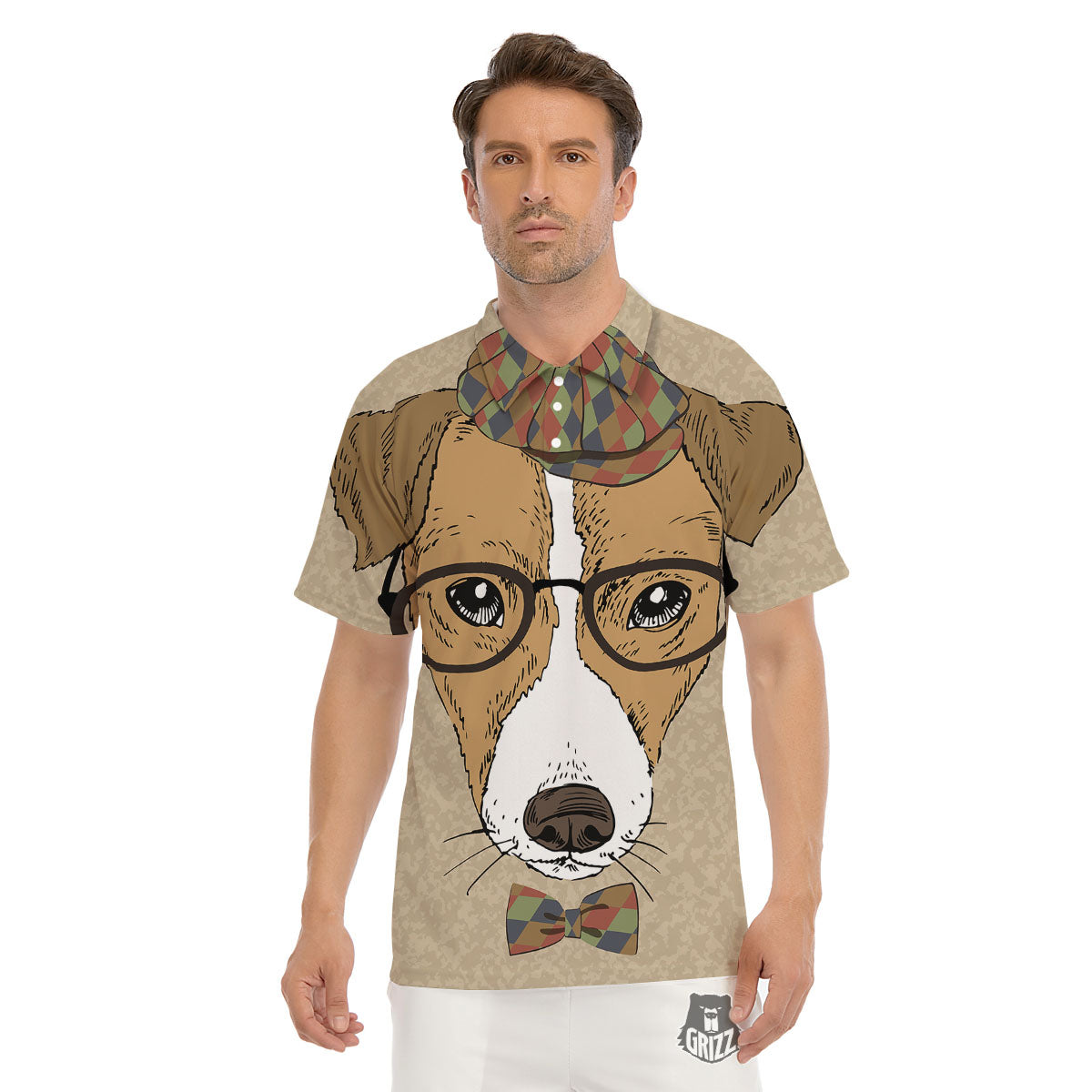 Portrait Jack Russell Terrier Print Men's Golf Shirts-grizzshop