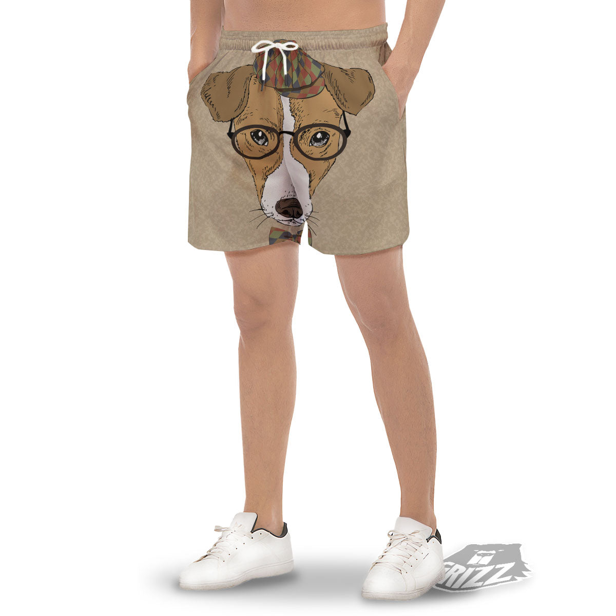 Portrait Jack Russell Terrier Print Men's Gym Shorts-grizzshop