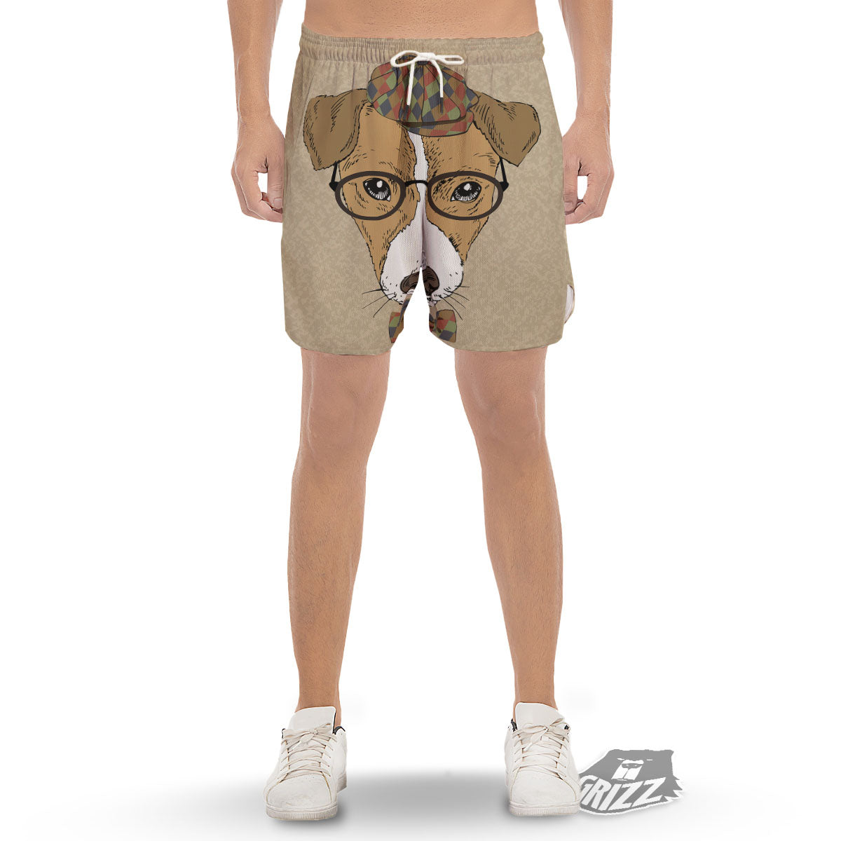 Portrait Jack Russell Terrier Print Men's Gym Shorts-grizzshop