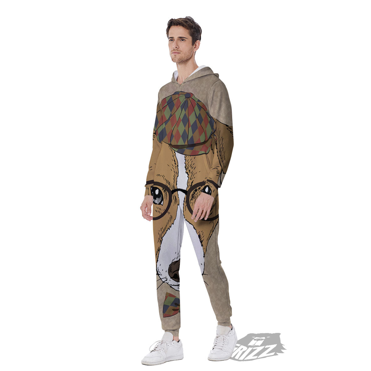 Portrait Jack Russell Terrier Print Men's Jumpsuit-grizzshop