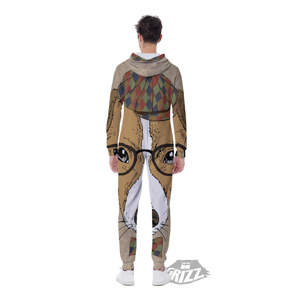 Portrait Jack Russell Terrier Print Men's Jumpsuit-grizzshop
