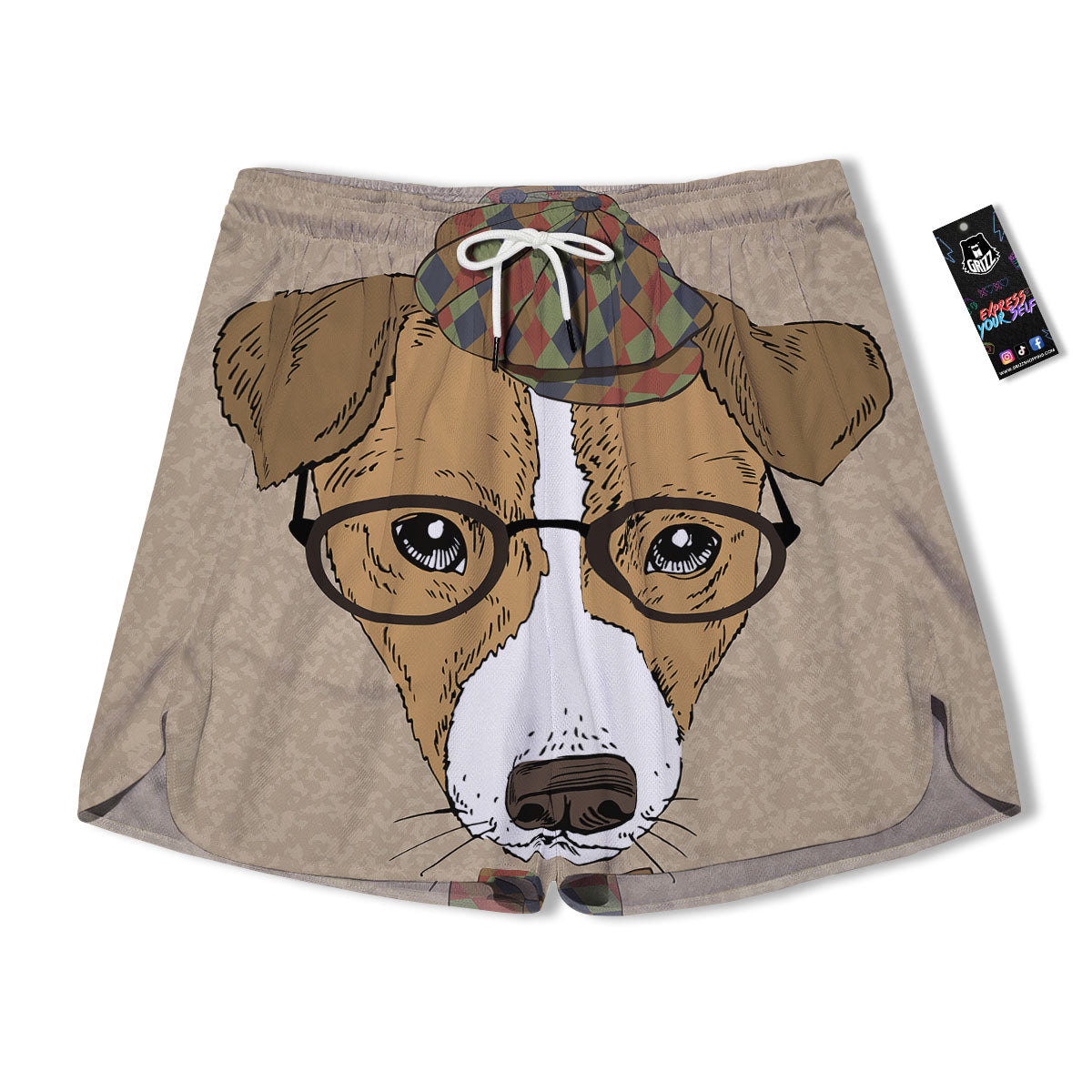 Portrait Jack Russell Terrier Print Men's Running Shorts-grizzshop