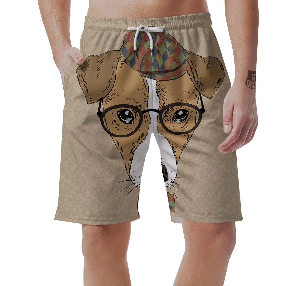 Portrait Jack Russell Terrier Print Men's Shorts-grizzshop
