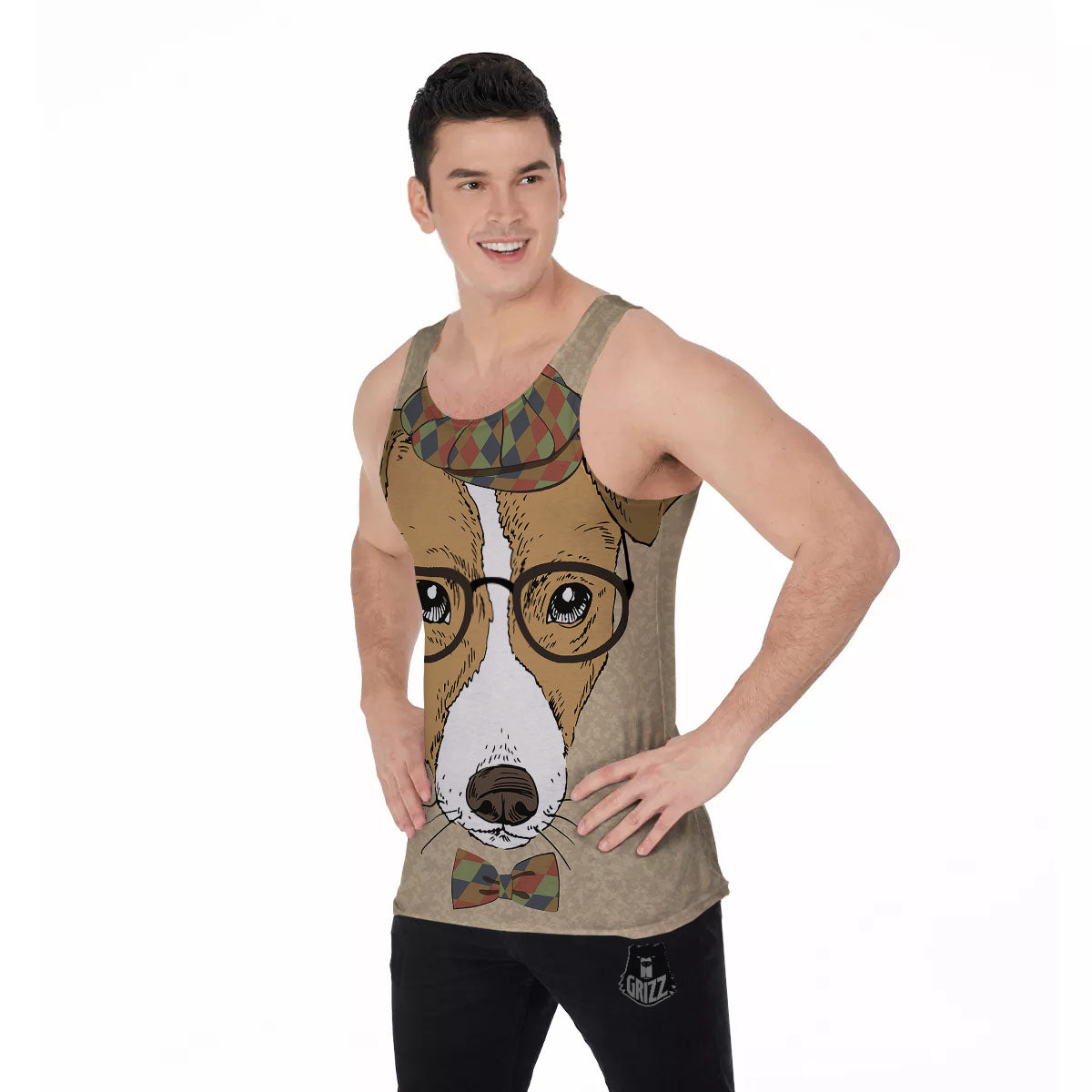 Portrait Jack Russell Terrier Print Men's Tank Top-grizzshop